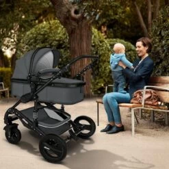 KIDUKU- 3 In 1 Combi-kinderwagen- Antraciet/zwart Buggy Incl. Autostoeltje-regenhoes- Inklapbaar -Winkel voor babyproducten 1200x1200 2253