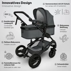 KIDUKU- 3 In 1 Combi-kinderwagen- Antraciet/zwart Buggy Incl. Autostoeltje-regenhoes- Inklapbaar -Winkel voor babyproducten 1200x1200 2254