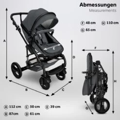 KIDUKU- 3 In 1 Combi-kinderwagen- Antraciet/zwart Buggy Incl. Autostoeltje-regenhoes- Inklapbaar -Winkel voor babyproducten 1200x1200 2255