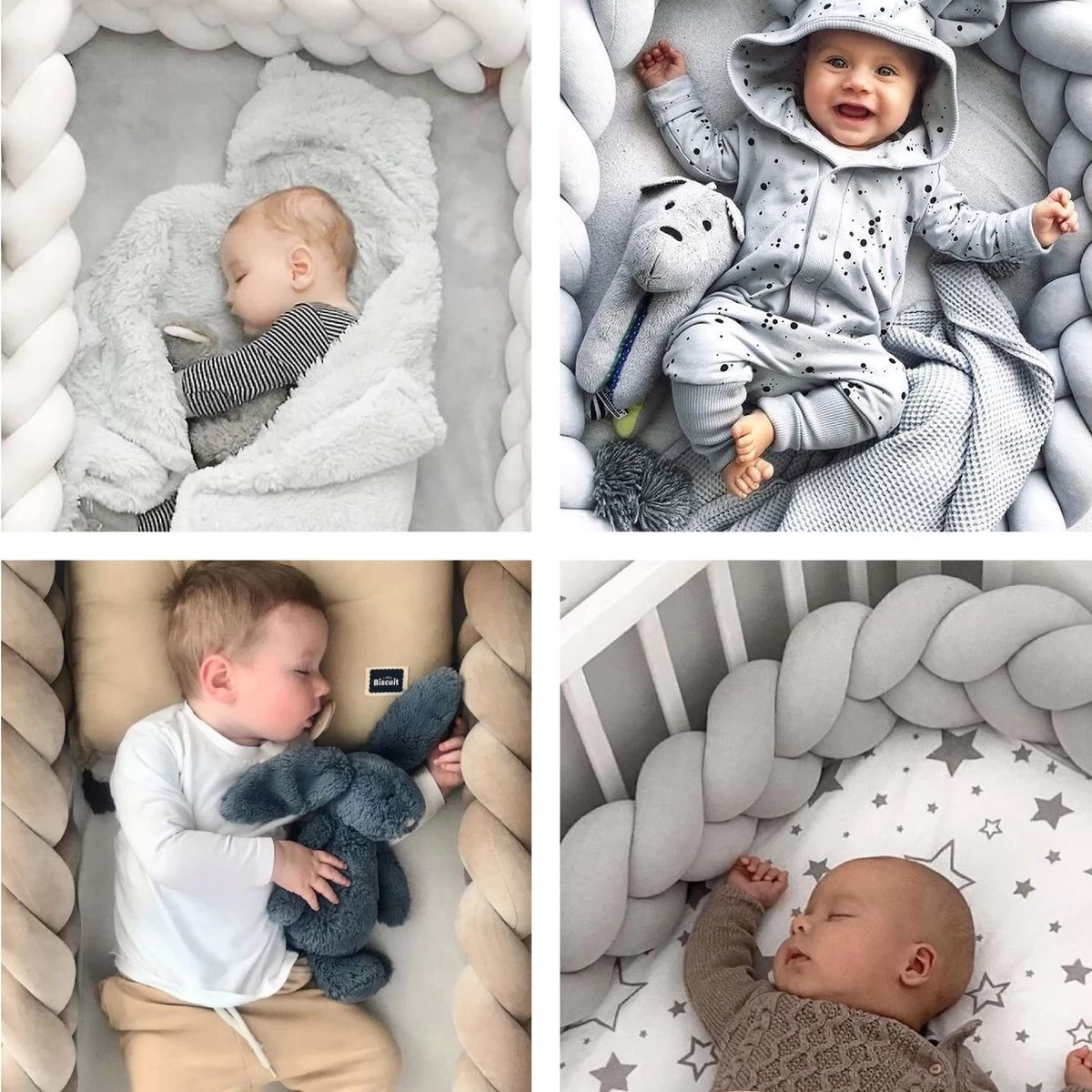 Bedbumper - Bedomrander - Bedbumper ledikant - Bedbumper gevlochten - Boxomrander - Babykamer accessoires - 2 meter - Katoen - Grijs/wit Bedbumper - Bedomrander - Bedbumper Ledikant - Bedbumper Gevlochten - Boxomrander - Babykamer Accessoires - 2 Meter - Katoen - Grijs/wit -Winkel voor babyproducten 1200x1200 2437