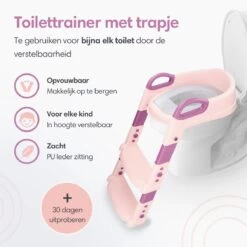 Macx & Macx Toilettrainer Met Trapje - Brilverkleiner Met Handvaten En Opstapje - Opvouwbaar Toilet Bril Zitje - WC Zindelijkheids Training Voor Jongens/Meisjes - Urinoirs Voor Kind/Peuter Van 2 Tot 7 Jaar - Roze -Winkel voor babyproducten 1200x1200 641