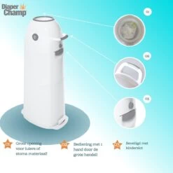 Luieremmer Large Zilver - Groot - Zonder Navulling - Geschikt Voor Pampers En Huggies - Stoma -Winkel voor babyproducten 1200x1200 704