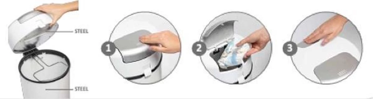 DiaperPail - Clear White - Luieremmer met speciale luiersluis - Werkt met normale vuilniszakken - Luxe luieremmer - Geen speciale cassettes - Geen geurtjes - Makkelijk schoon te maken - Is gemaakt van Aluminium DiaperPail - Clear White - Luieremmer Met Speciale Luiersluis - Werkt Met Normale Vuilniszakken - Luxe Luieremmer - Geen Speciale Cassettes - Geen Geurtjes - Makkelijk Schoon Te Maken - Is Gemaakt Van Aluminium -Winkel voor babyproducten
