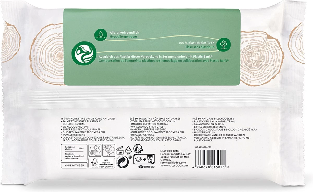 LILLYDOO green Natural Billendoekjes - Doekjes 100% vrij van plastic & parfum - 1440 stuks (24x60) LILLYDOO Green Natural Billendoekjes - Doekjes 100% Vrij Van Plastic & Parfum - 1440 Stuks (24x60) -Winkel voor babyproducten
