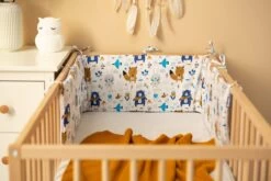 Sensillo Baby Bedbumper - Bedomrander - Anti Stootrand Ledikant - Bed Zijbeschermers - 180x30cm - Wafel Grijs Bosdiertjes -Winkel voor babyproducten 1200x800 420