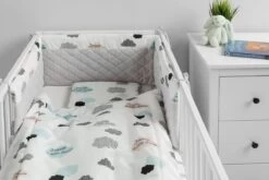 Sensillo Baby Bedbumper - Bedomrander - Anti Stootrand Ledikant - Bed Zijbeschermers - 180x30cm - Grijze Wolkjes -Winkel voor babyproducten 1200x800 423