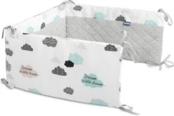 Sensillo Baby Bedbumper - Bedomrander - Anti Stootrand Ledikant - Bed Zijbeschermers - 180x30cm - Grijze Wolkjes -Winkel voor babyproducten 1200x800 425