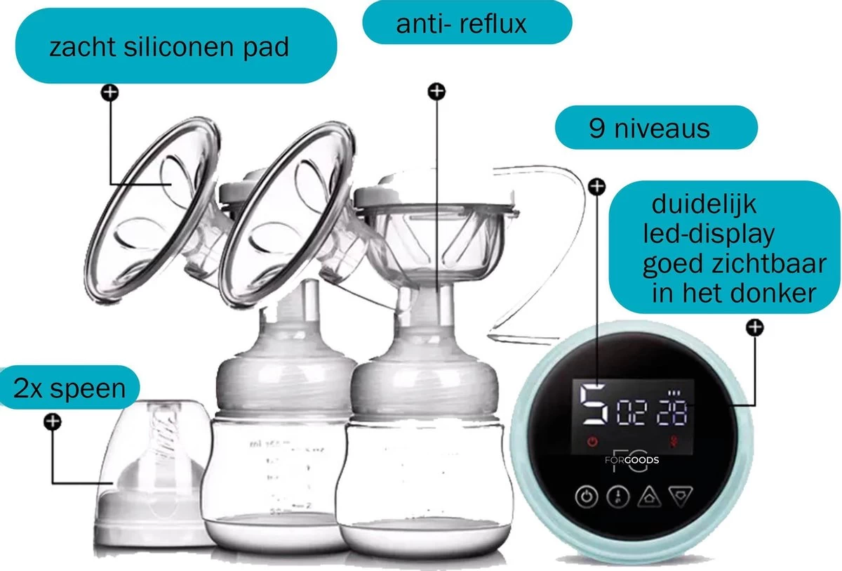 Forgoods Borstkolf - Electrisch - Dubbel - Wit - Model 2023 Forgoods Borstkolf - Electrisch - Dubbel - Wit - Model 2023 -Winkel voor babyproducten 1200x813 9