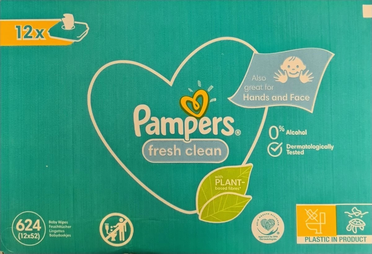 Pampers Fresh Clean Billendoekjes - 624 stuks Pampers® Pampers Fresh Clean Billendoekjes - 624 Stuks -Winkel voor babyproducten