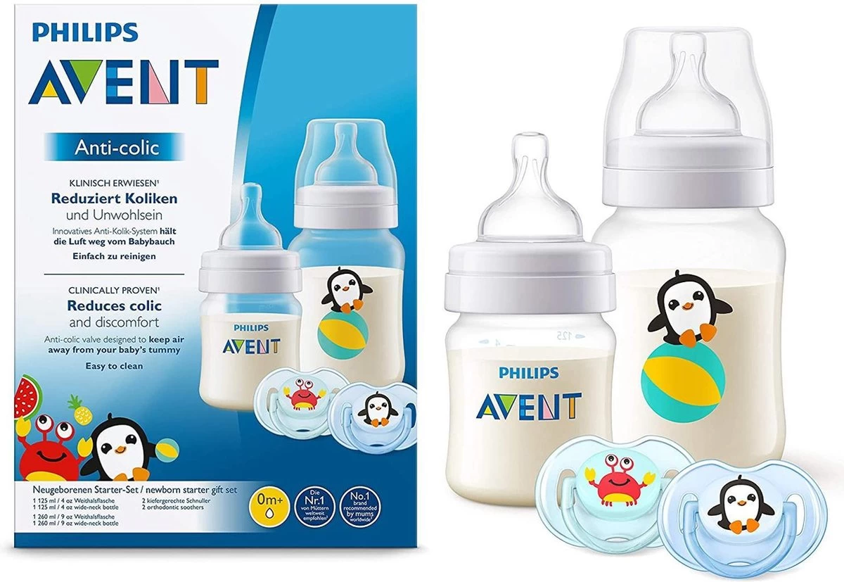 Philips AVENT SCD805/01 Anti-Colic Zuigfles Voor Pasgeborene 125 Ml 260 Ml Polypropyleen (PP) Transparant, Wit