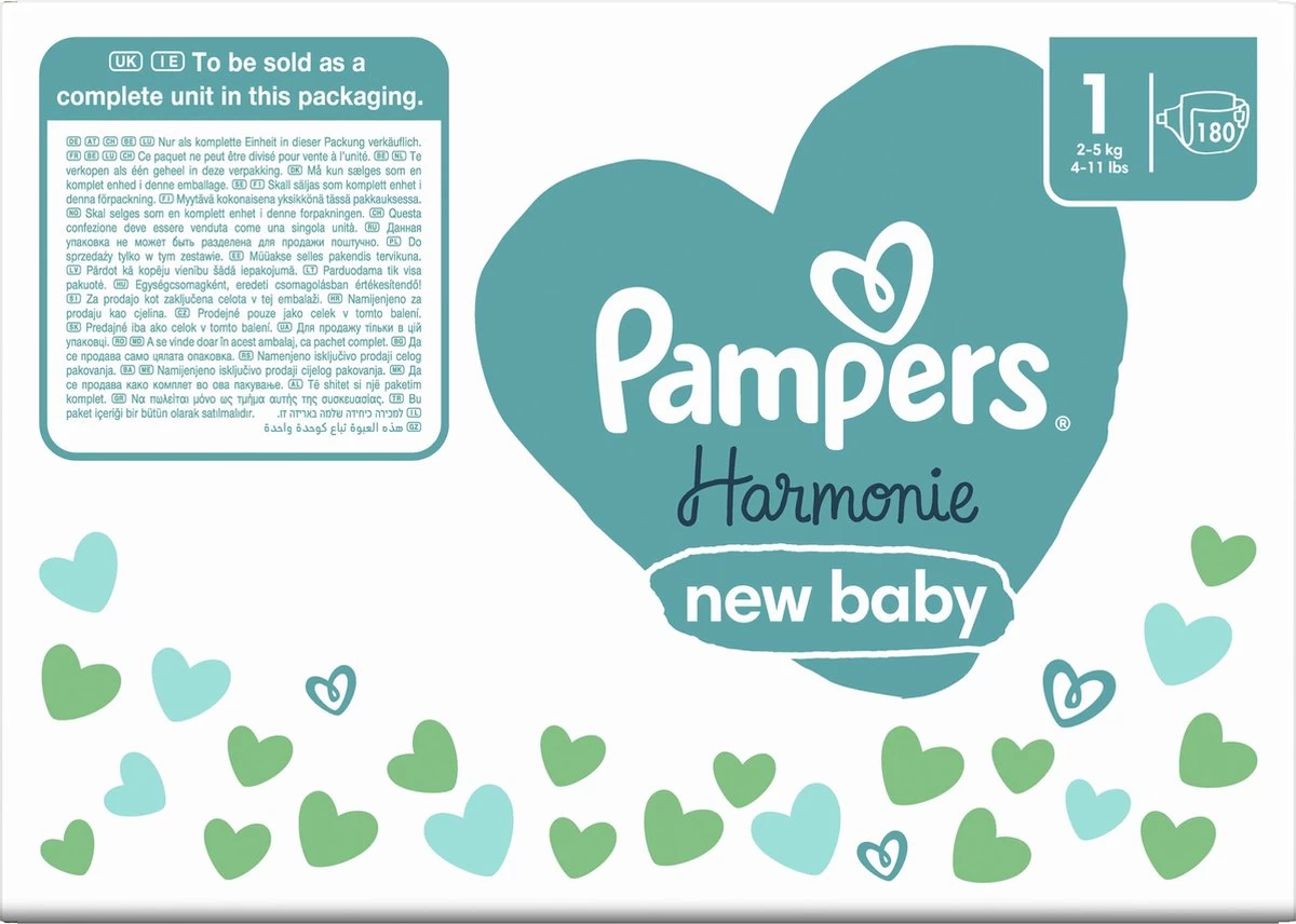 Pampers Harmonie Luiers - Maat 1 (2-5kg) - 180 Luiers - Maandbox Pampers® Pampers Harmonie Luiers - Maat 1 (2-5kg) - 180 Luiers - Maandbox -Winkel voor babyproducten