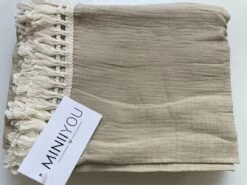 Hydrofiele Doek XL Met Franjes - 120x120 Cm - Taupe -Winkel voor babyproducten 1200x900