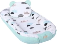 LUXE Babynestje 4 Delige SET / Kraamcadeau / GRATIS Wiegdeken Met Kussen / Wolken Mint -Winkel voor babyproducten 1200x907 5