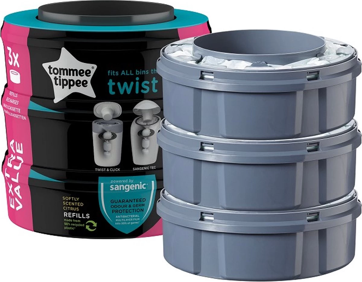 Tommee Tippee Twist & Click Milieuvriendelijke Luieremmer Navulling - duurzaam geproduceerde Greenfilm - 3 stuks Tommee Tippee Twist & Click Milieuvriendelijke Luieremmer Navulling - Duurzaam Geproduceerde Greenfilm - 3 Stuks -Winkel voor babyproducten