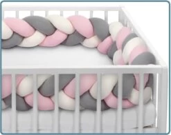 Sevibaby Roze 3-in-1 Braided Bedbumper En Babynest 521-2 -Winkel voor babyproducten 1200x953 4