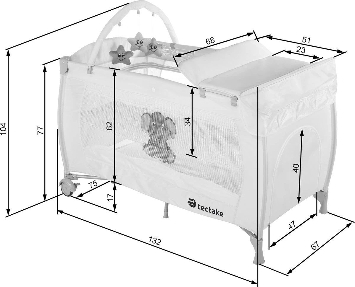 tectake - Reisbedje babybed campingbed Dodo - 132x75x104cm incl. aankleedkussen en draagtas - bruin - 402203 Tectake - Reisbedje Babybed Campingbed Dodo - 132x75x104cm Incl. Aankleedkussen En Draagtas - Bruin - 402203 -Winkel voor babyproducten 1200x972 4
