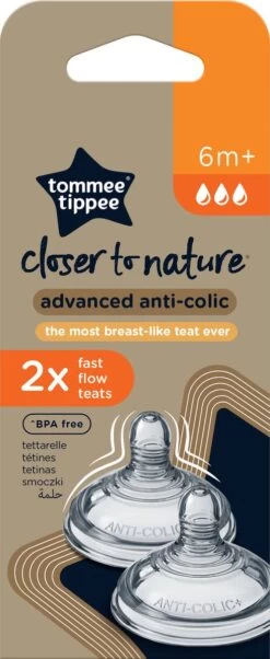 Tommee Tippee Advanced Anti-Colic Zuigfles Spenen, Borst-achtig, Zacht Silicone, Snelle Uitstroomsnelheid, 6m+, Verpakking Van 2 -Winkel voor babyproducten 492x1200 3