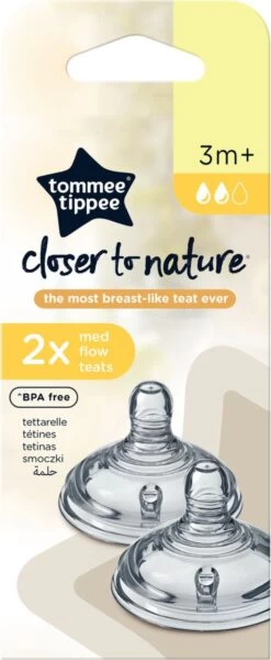 Tommee Tippee Closer To Nature Flessenspenen, Borst-achtige, Anti-koliek Ventiel, Zachte Siliconen, Normale Doorstroming, 3m+, Pak Van 2 -Winkel voor babyproducten 494x1200 1