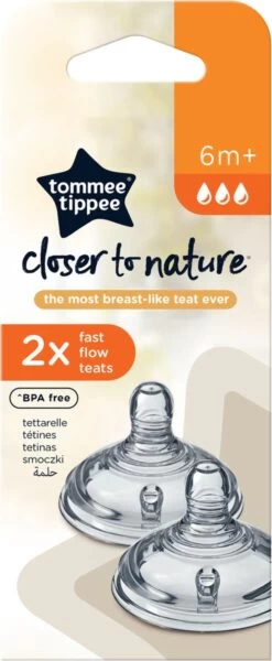 Tommee Tippee Closer To Nature Flessenspenen, Borst-achtige, Anti-koliek Ventiel, Zachte Siliconen, Snelle Doorstroming, 6m+, Pak Van 2 -Winkel voor babyproducten 494x1200
