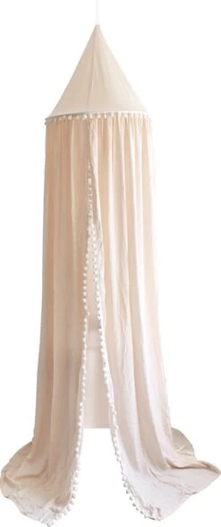 By Baboo Klamboe Baby 245cm - Crème - Katoen - Pompons