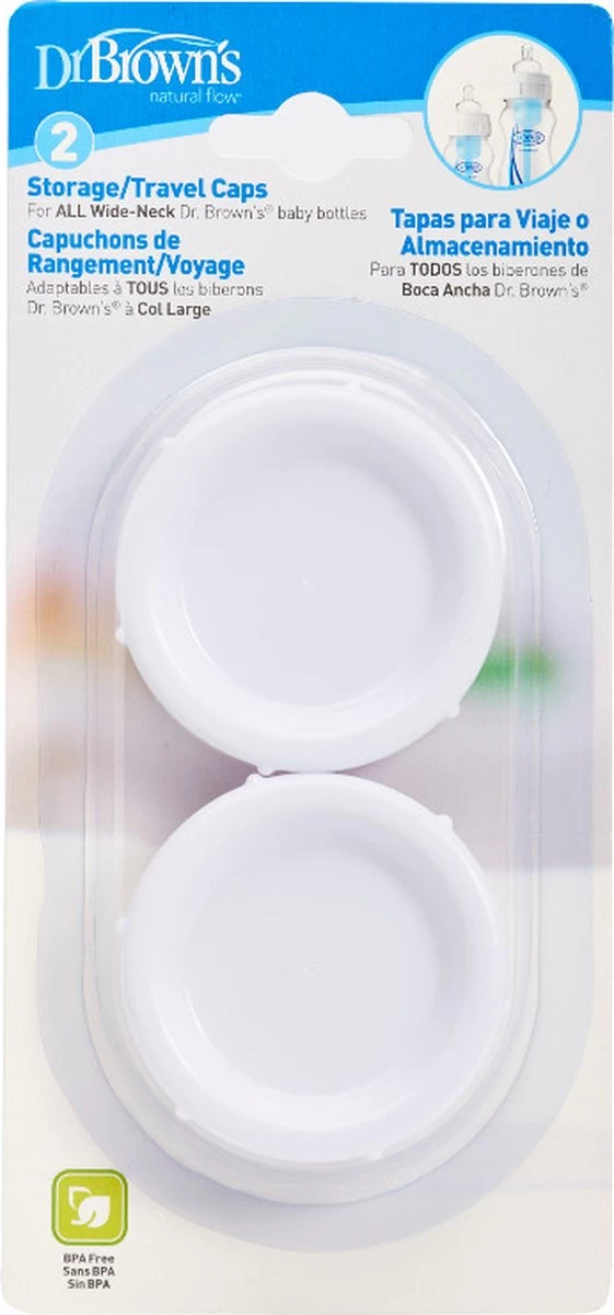 Dr. Brown's Afsluitdoppen brede halsfles - 2 stuks Dr. Brown's Afsluitdoppen Brede Halsfles - 2 Stuks -Winkel voor babyproducten