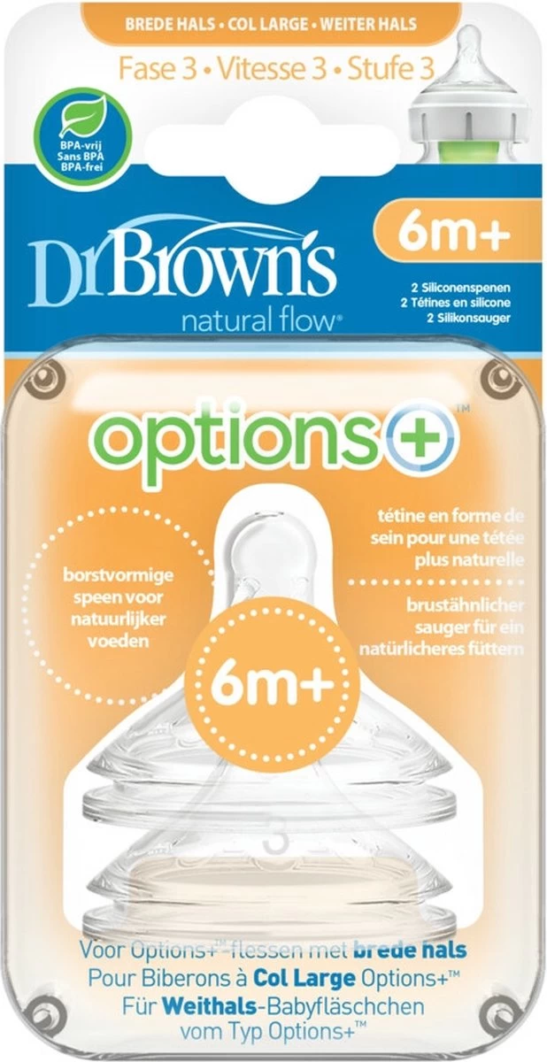 Dr. Brown's Options+ Anti-colic Fles Speen - Fase 3 - Voor Brede Halsfles - 2 Stuks Dr. Brown's Options+ Anti-colic Fles Speen - Fase 3 - Voor Brede Halsfles - 2 Stuks -Winkel voor babyproducten 618x1200 2