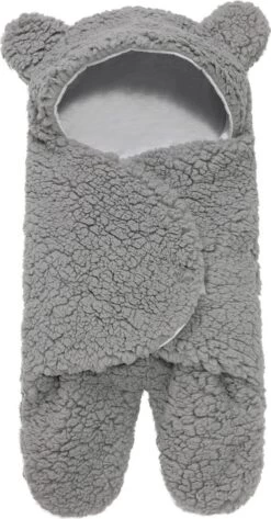 BonBini´s Teddy Bear Wikkeldeken Newborn - Zachte Grijze Teddy Beer Inbakerdoek Newborn Baby - 3-6 Maanden - Grijs