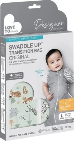 Love To Dream™ Babyslaapzak Swaddle Up™ - Inbakeren Afbouwen - Baby 6-9 Maanden - 8.5-11 Kg - All Season - Safari -Winkel voor babyproducten 633x1200 2