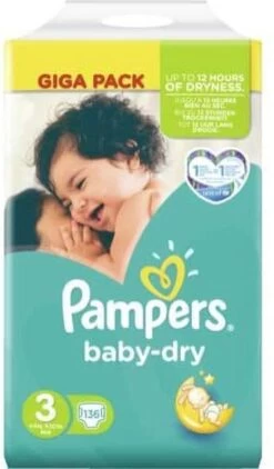 Pampers® Pampers Baby Dry Luiers - Maat 3 - 6 Tot 10kg -136 Stuks -Winkel voor babyproducten 703x1200
