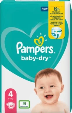 Pampers® Pampers Baby-Dry Maat 4, 46 Luiers, Tot 12 Uur Bescherming, 9-14kg -Winkel voor babyproducten 772x1200