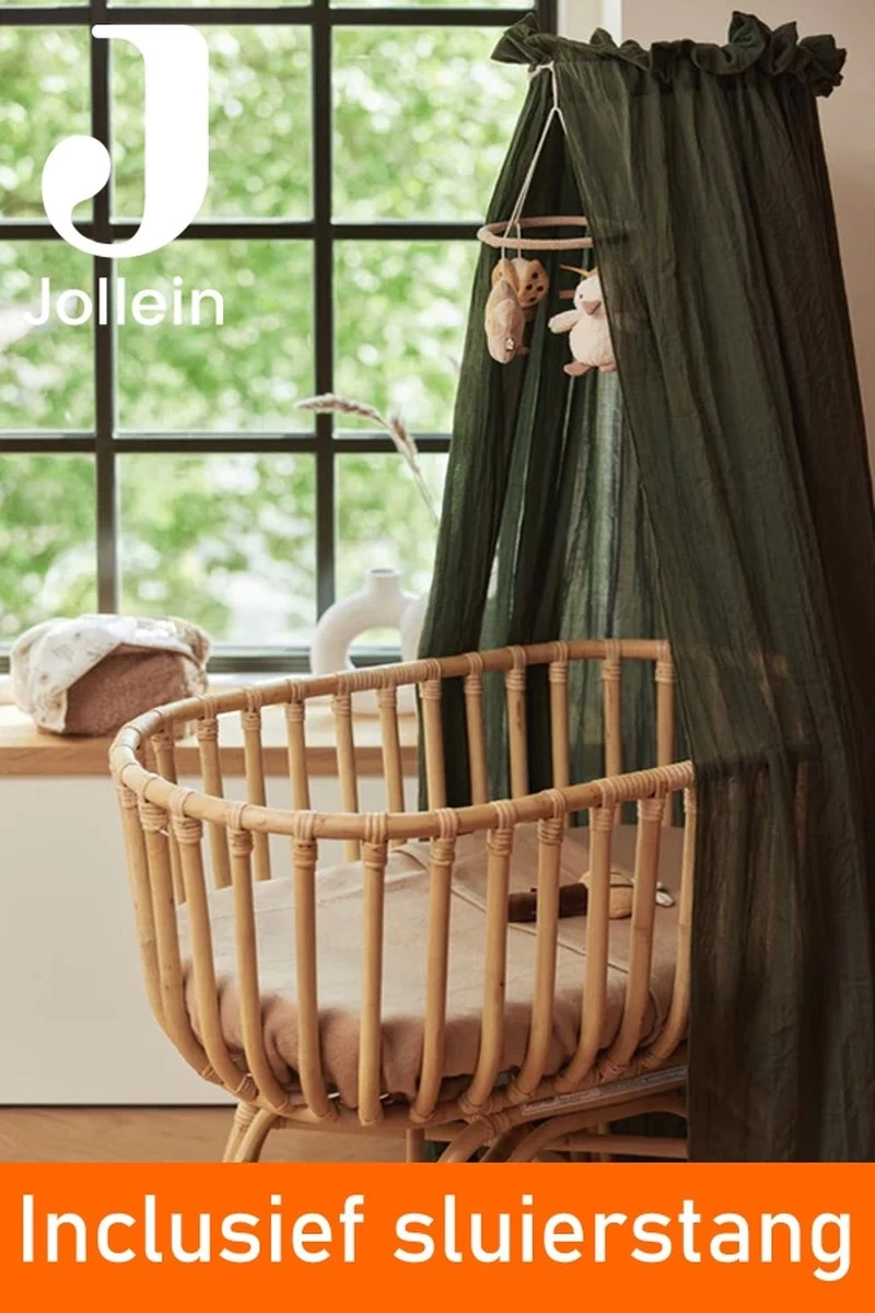 Jollein Sluier Vintage Leaf Green (incl Sluierstang) Jollein Sluier Vintage Leaf Green (incl Sluierstang) -Winkel voor babyproducten 800x1200 494