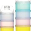 Merkloos 2 Delig - Multifunctioneel Melkpoeder Dispenser - Reis Melkpoeder Doseerdoosjes - Draagbare Snack Box - 4 Laags + 3 Laags Kinder - Babyvoeding Bewaarbakjes Met Schenktuit - Poeder Toren - Multi- Compartiment Snack Doosjes