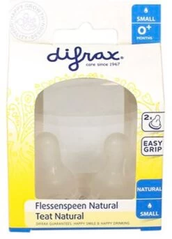 Difrax Flessenspeen Natural - Maat Small - 2 Stuks -Winkel voor babyproducten 865x1200