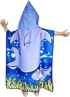 JAXY Badcape Baby - Badcape - Baby Badjas - Omslagdoek - Omslagdoek - Baby Handdoek Met Capuchon - Strandhanddoek - Badponcho - Poncho Handdoek - Microfiber - 60x90cm - Haai -Winkel voor babyproducten 871x1200