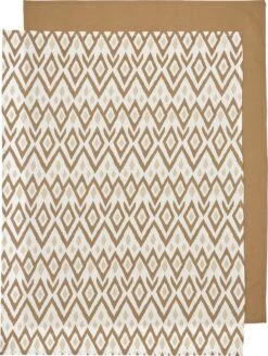 Meyco Ikat/Uni Wieglaken - 2-pack - Sand/toffee - 75x100cm