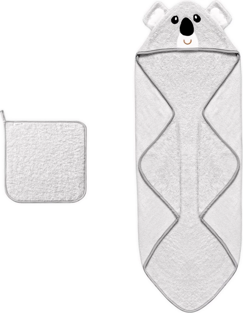 Navaris badcape met capuchon voor baby - Set met badcape en washandje - 100% bamboe - Voor baby's van 0-12 maanden - Oeko-tex gecertificeerd - Koala Navaris Badcape Met Capuchon Voor Baby - Set Met Badcape En Washandje - 100% Bamboe - Voor Baby's Van 0-12 Maanden - Oeko-tex Gecertificeerd - Koala -Winkel voor babyproducten